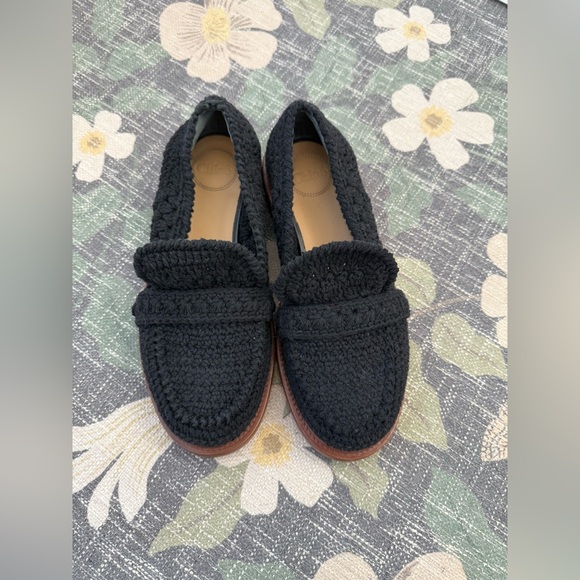NWT New Chloé Kayla Crochet Slip On Beach Loafers Navy Boat Shoes 7.5/37.5 - Picture 1 of 9